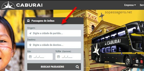 Passagens da viação Caburaí Transportes pela internet
